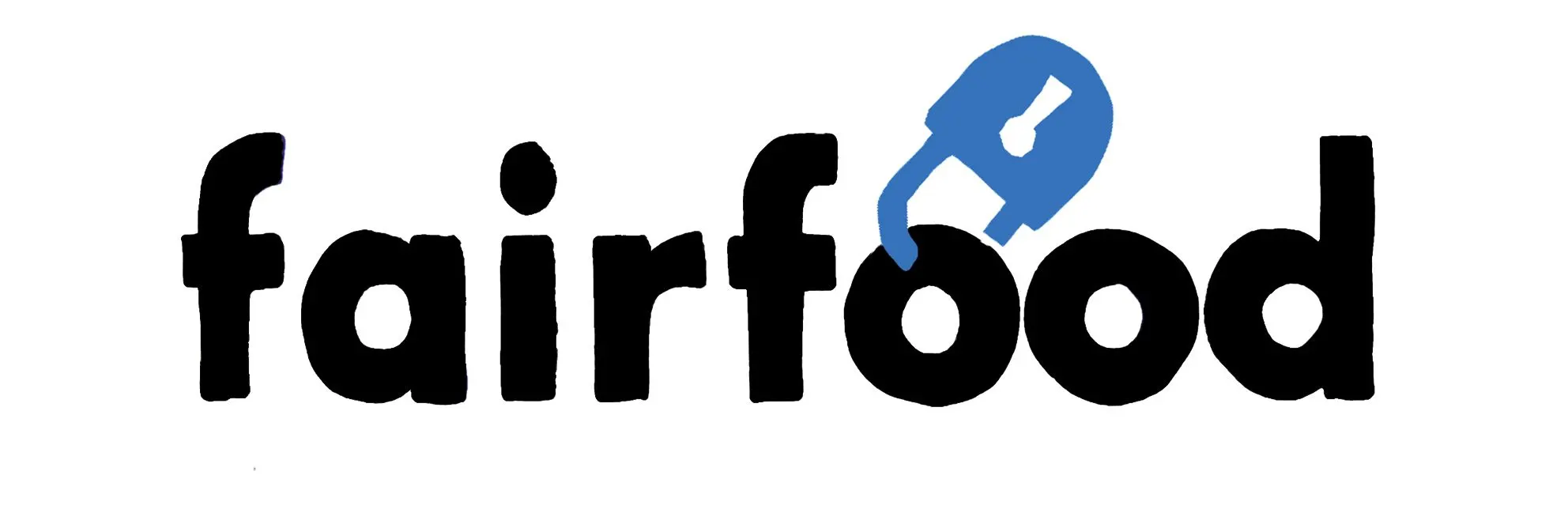 Fairfood logo: black handwritten wordmark with a blue padlock-shaped ‘f’